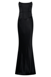 Harlow Satin Strapless Maxi Dress - Black